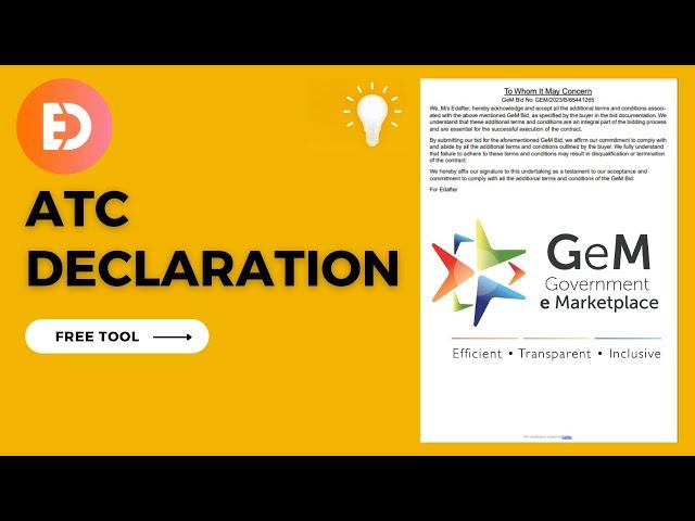 GeM: ATC Declaration | ATC Additional Terms and Conditions in GeM | ATC Certificate in GeM