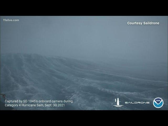 Sailing drone captures unbelievable video of ocean from inside a hurricane