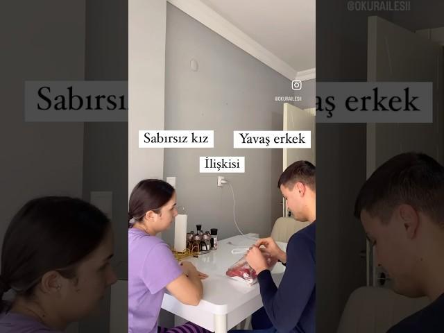 Sabırsız kız/Yavaş erkek ilişkisi #komikvideolar #komedi #funny #mizah #couple #couplecomedy