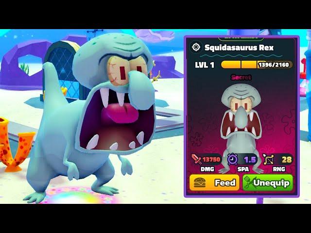 New Secret Unit Squidasaurus Rex in SpongeBob Tower Defense