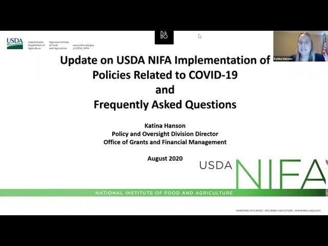 NIFA FAQs Relating to Flexibility for Applicants and Recipients