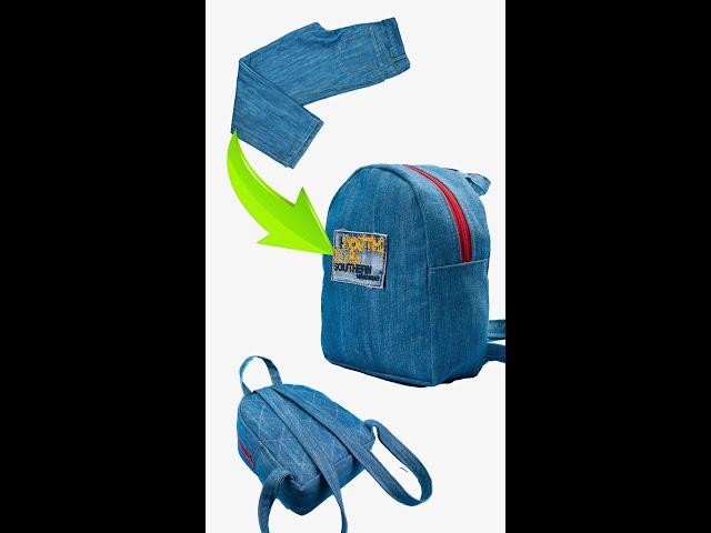 Upcycle jeans easily! Cute mini backpack from old jeans! Miarti️