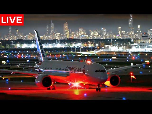 LIVE NIGHT AIRPORT ACTION at CHICAGO O'HARE | SIGHTS & SOUNDS of PURE AVIATION | AVGEEK ORD PLANES