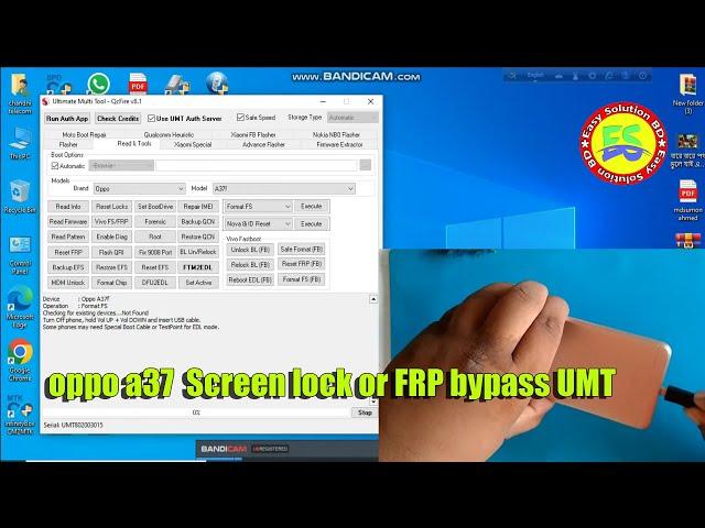 oppo a37  Screen lock or FRP bypass UMT