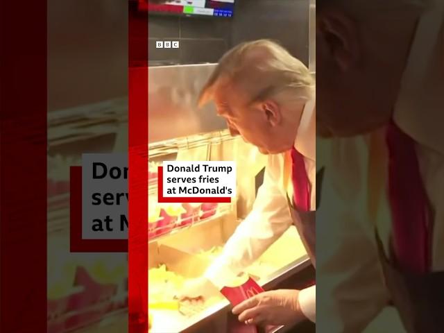 Donald Trump serves up McDonald’s fries. #Trump #DonaldTrump #BBCNews