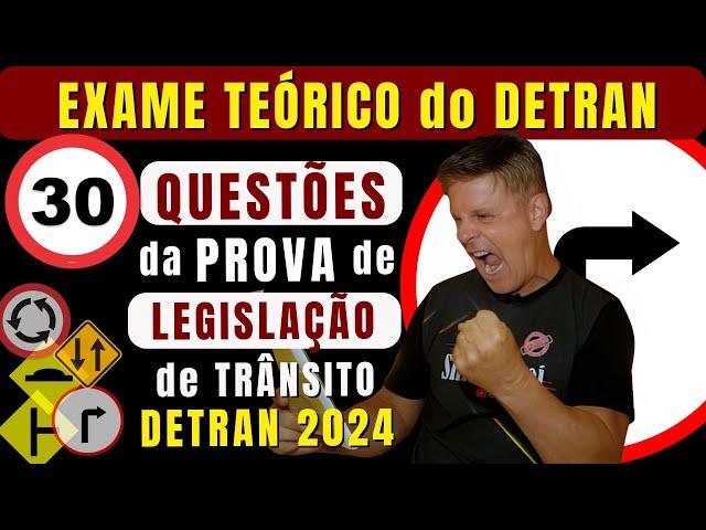 PERGUNTAS da PROVA do DETRAN 2024 - EXAME TEÓRICO de LEGISLAÇÃO - SIMULADO do DETRAN QUESTÕES 2024.