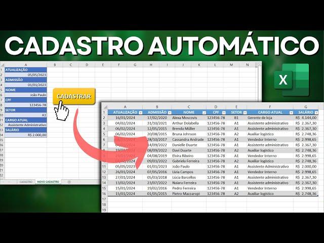 Planilha de Cadastro Automático no Excel com Macro | Automatização sem VBA | Como Fazer