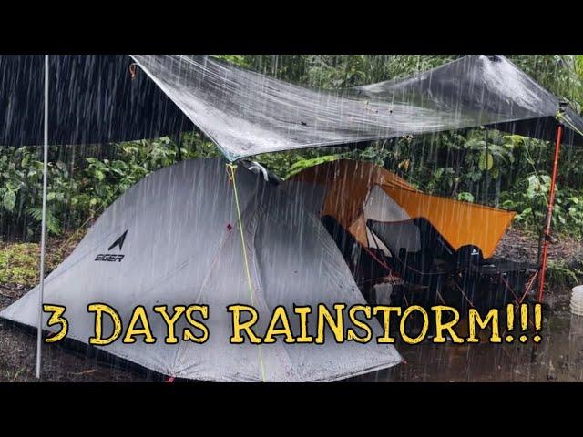 Super Long Heavy Rain with Thunderstorm‼️ 3 Days Camping in Heavy Rain with Thunderstorms‼️ ASMR