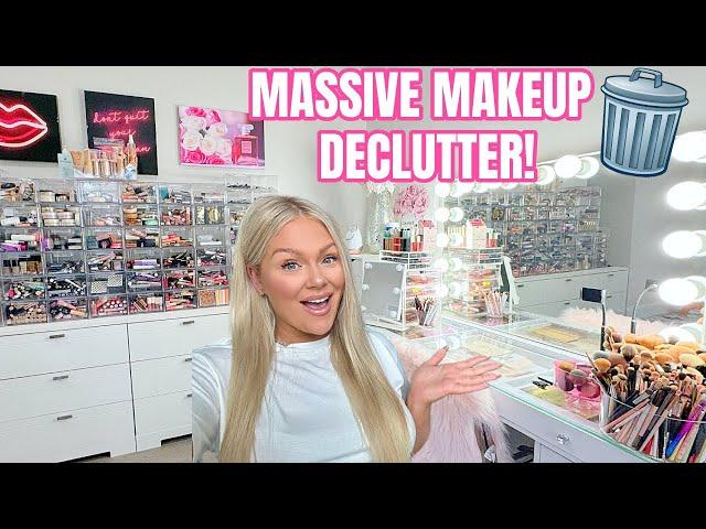 *HUGE* MAKEUP DECLUTTER & ORGANIZATION 2024  GETTING RID OF ALL MY MAKEUP | KELLY STRACK