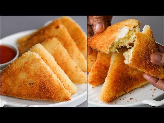 Potato Bread Patties | Easy Kids Tiffin Recipe | Lunchbox Recipe | Bread Triangle Snacks | N'Oven