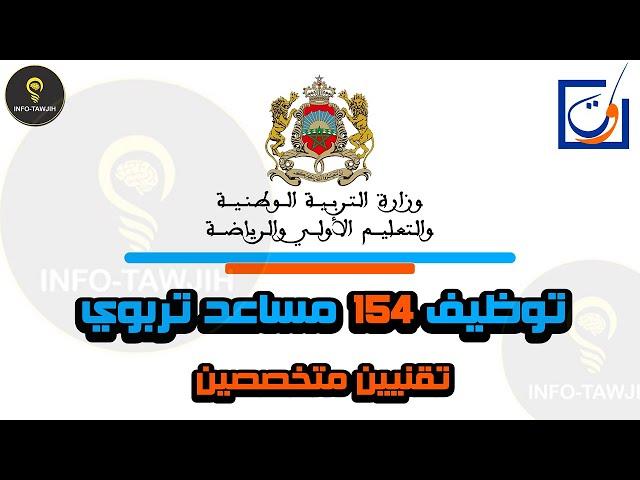 وزارة التربية الوطنية والتعليم الأولي والرياضة: مباراة توظيف 154 مساعد تربوي 2025.