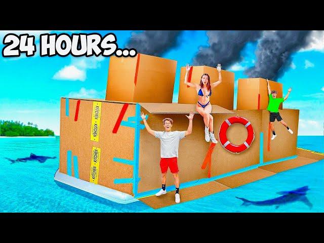 24 HOURS ON A CARDBOARD BOAT!! (bad idea)