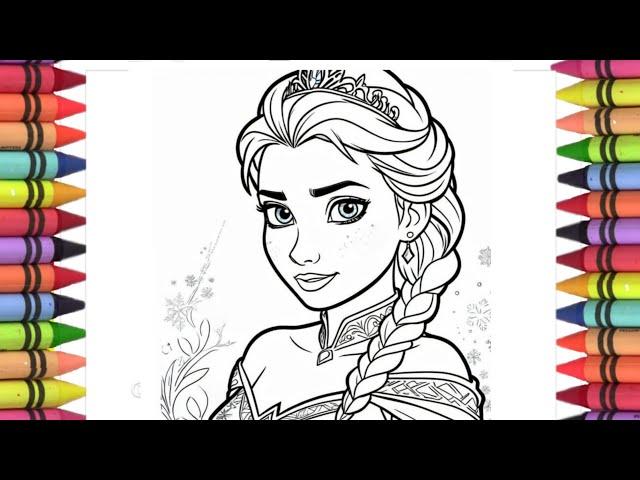 How to draw Elsa from Frozen, Elsa Disney princess drawing, elsa frozen movie 2 colouring pages