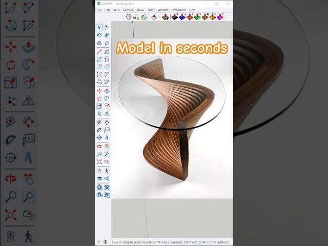 Modern Table Model in SketchUp in Seconds #art #shorts #sketchup