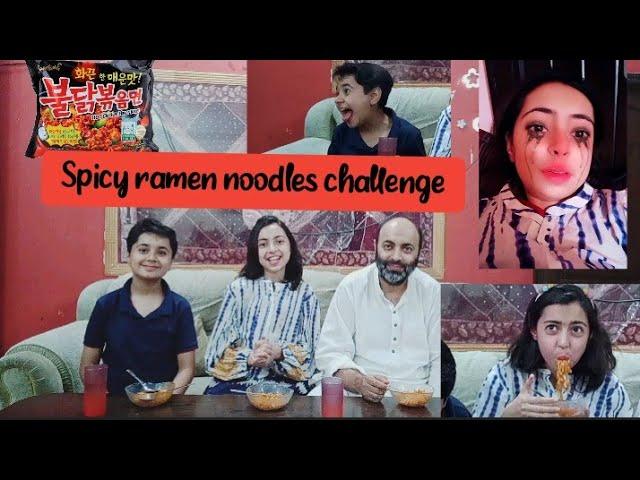 Spicy ramen noodles challenge/ft. with my father and brother / Extremely spicy   