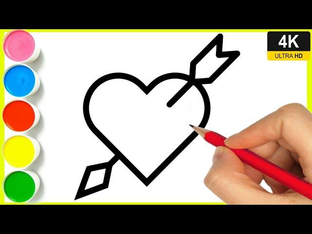 How to draw love drawing || easy to draw love heart drawing || love drawing with arrow || By Arya.