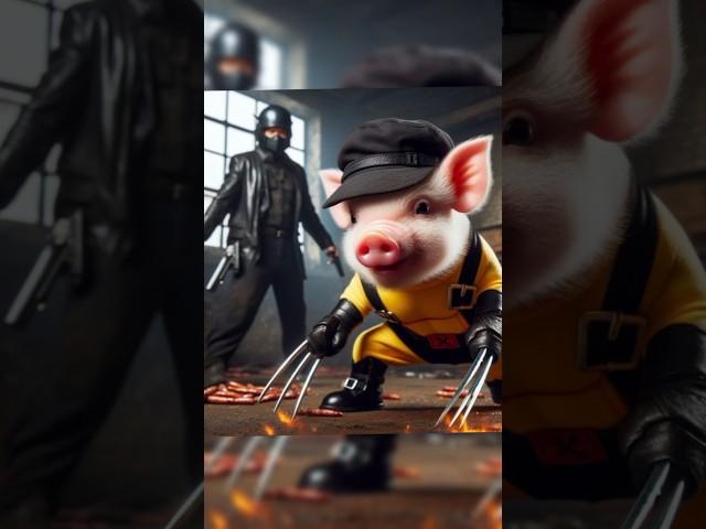 Superhero Piglet save woman from gangster #shorts #short #cute #piglet #superhero #wolverine #marvel