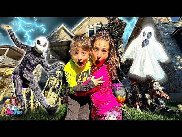 DeeDee Surprises Matteo Decorating for Halloween | Ghosts for Kids