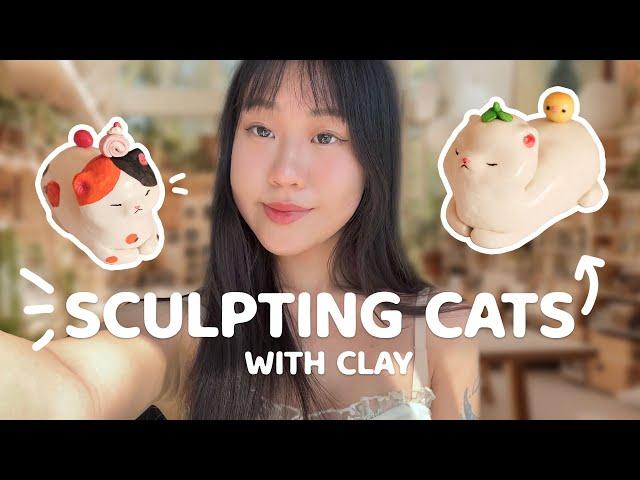 Relax and Sculpt | Making Clay Cats in a Cozy Vlog 