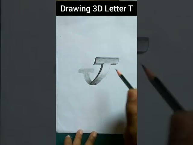 Very Easy || Drawing 3D Letter T || With Pencil || by drawing sketch raja #shorts #youtubeshorts