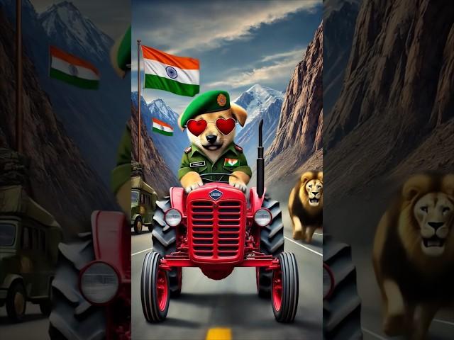 "Army Dog’s Epic Tractor Ride  | Desi Swag with Lion Power!"#shorts #puppy #ai