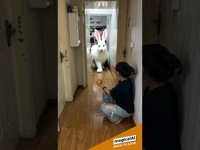 Summon a giant white Bunny #bunny #pet #pets #petshorts #petlovers #petvideos #ai #aipets #funny