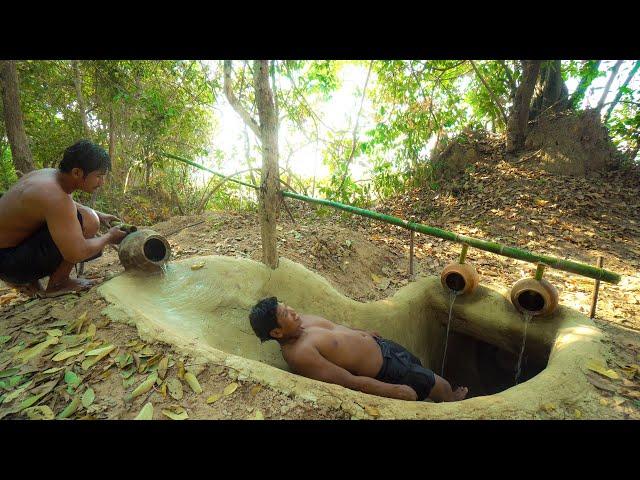 `Building The Most Temple Tunnel Underground Water Slide To Swimming Pools