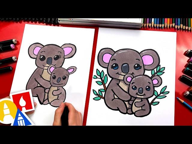 How to Draw a Mom and Baby Koala: Step-by-Step Art Lesson