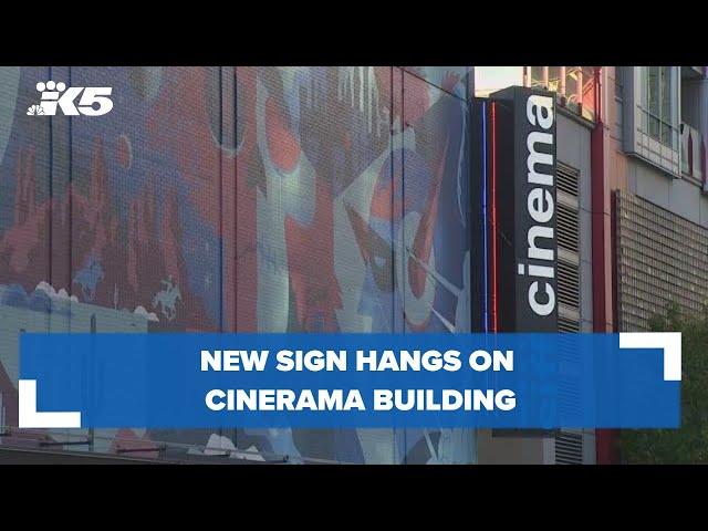 Now showing: A new sign on the iconic Cinerama building