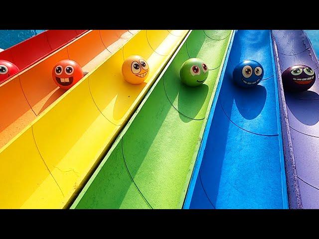 1000 Marbles  Super Slide Marble Run Race vs Water Balloons | Colorful Pop Tubes | ASMR Whirlpool 5A