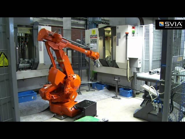 ABB FlexLoader™ FP 600 at Husqvarna AB with ABB IRB 4400 Robot tending Chiron CNC