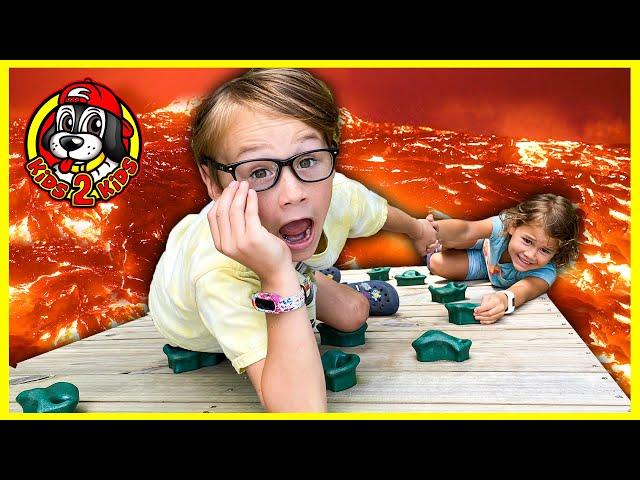 FLOOR IS LAVA Kids Challenge  TOUGHEST Backyard Obstacle Course - From INSIDE to OUTSIDE Our House!