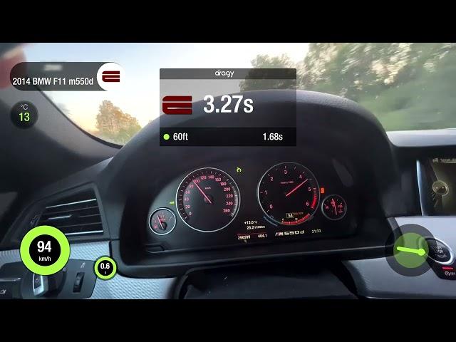 BMW F11 M550d xDrive STAGE1.5 Dragy acceleration 1/4 mile, 100-200