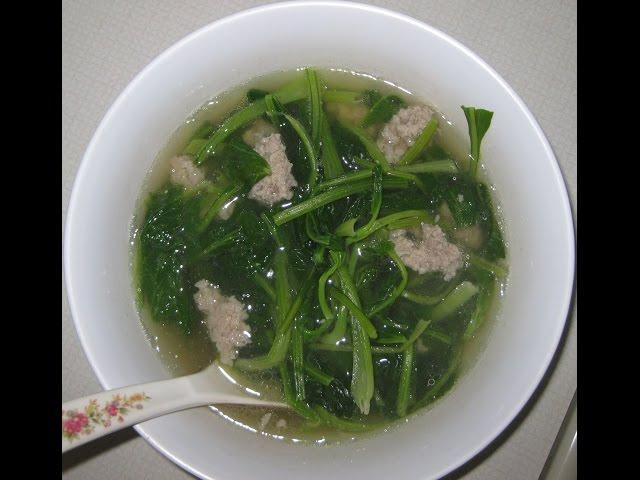 Canh Cai Ngot Thit Bam (Ground Pork Yu Choy Soup)