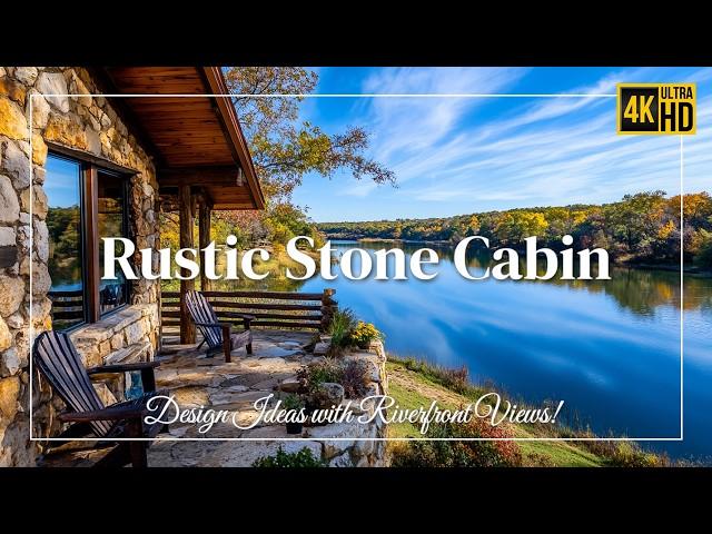 Stunning Rustic Stone Cabin Design Ideas with Riverfront Views