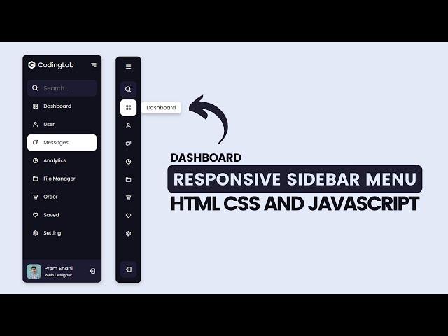 Responsive Side Navigation Bar in HTML CSS And JavaScript | Dashboard Sidebar Menu