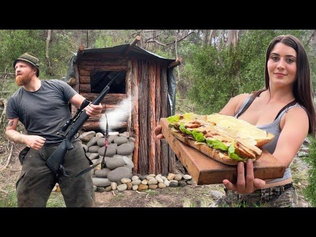 We Built A Bushcraft Survival Hunting Shelter + The Best Ever Camp Fire Meal