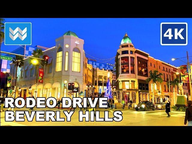 [4K]  Beverly Hills at Night - Rodeo Drive BOLD Holidays - Christmas Walking Tour  Binaural Audio