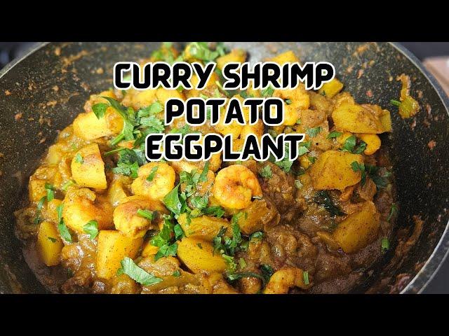 Easy Recipe Curry Shrimp, Potato, Eggplant | Kerrie garnalen | CWF