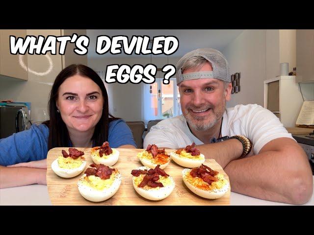 Brits Make DEVILED EGGS For The First Time! What are Deviled Eggs ????? #deviledeggs #dressedeggs