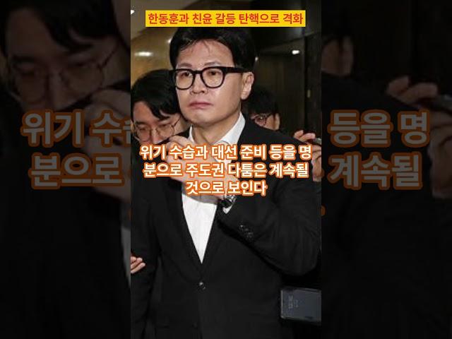 한동훈 대 친윤계 탄핵으로 극심한 내홍에 들어 서다.