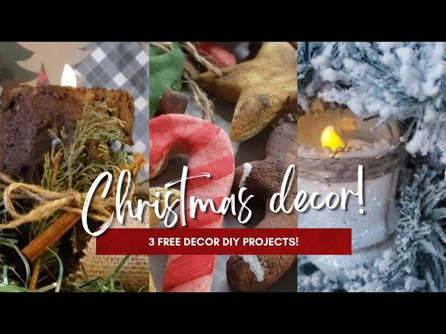 3 easy/FREE Christmas decor DIY ideas! #saltdough #homestead  #primitivecandles #grubbycandle