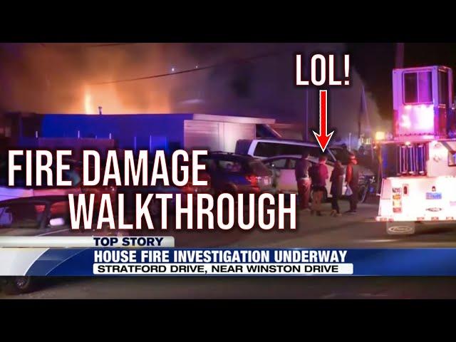 On the NEWS in his UNDERWEAR  (FIRE DAMAGE  HOUSE WALKTHROUGH)