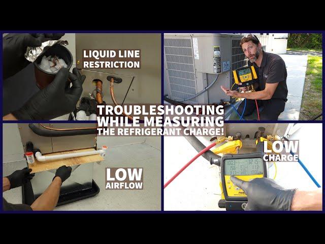 Troubleshooting Indicators for a Liquid Line Restriction, Low Airflow, Low Charge! Check the Charge!