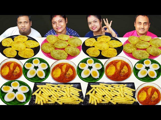 BOIL EGG  MASALA PURI  ALOOR DUM  FRENCH FRY  EATING CHALLENGE // EATING SHOW // food family & more