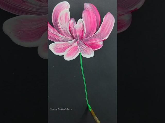 Easy Pink Flower Painting Tutorial ️ #shorts#painting #viral#viralvideos #tutorial #drawing #art