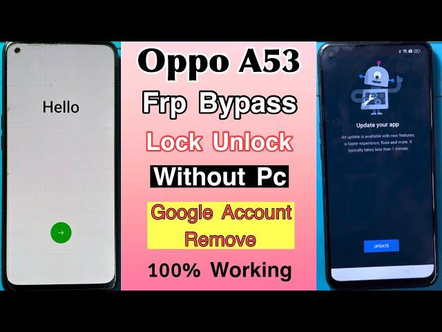 Oppo A53 Frp Bypass | Without Pc New Method | YouTube Update Problem Solution | Google Account Lock