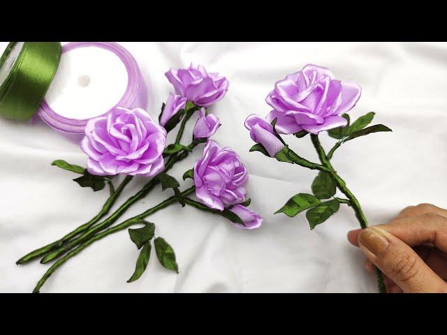 DIY satin ribbon roses/how to make Roses with satin ribbon