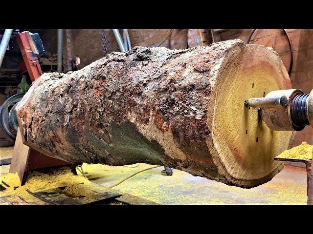 The Technique Of Turning Large Wood On A Giant Lathe Is Performed Extremely Simple By A Carpenter