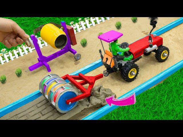 Diy tractor making asphalt road new technology | diy mini construction machine | @SunFarming